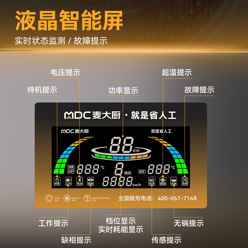  麥大廚金麥款201材質電磁雙頭雙尾小炒爐30kw