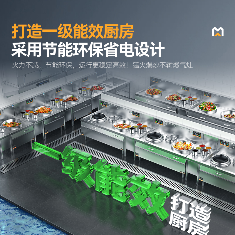 麥大廚金麥款201材質(zhì)電磁單頭單尾小炒爐8kw